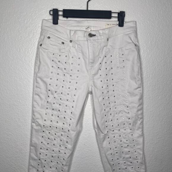 Rag & Bone Womens Jeans Size 29 White Denim Studded Skinny Leg Casual - Picture 9 of 15